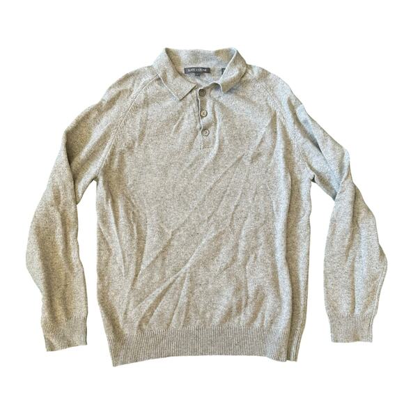 Slate & Stone Raglan Sweater Polo Gray Knit Wool Blend Mens size Large NEW - Picture 7 of 9
